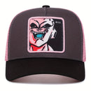 Boné Trucker Majin Buu DBZ | Tela Rosa e Patch Bordado Exclusivo