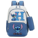 Mochila Escolar Stitch Infantil c/ Estojo | Kit Personalizado Letra Disney