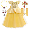 Fantasia Vestido Princesa Bela Amarelo Luxo Infantil | Festa e Aniversário
