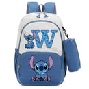 Mochila Escolar Stitch Infantil c/ Estojo | Kit Personalizado Letra Disney