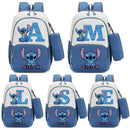 Mochila Escolar Stitch Infantil c/ Estojo | Kit Personalizado Letra Disney