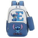 Mochila Escolar Stitch Infantil c/ Estojo | Kit Personalizado Letra Disney