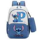 Mochila Escolar Stitch Infantil c/ Estojo | Kit Personalizado Letra Disney