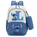 Mochila Escolar Stitch Infantil c/ Estojo | Kit Personalizado Letra Disney