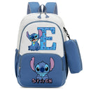 Mochila Escolar Stitch Infantil c/ Estojo | Kit Personalizado Letra Disney