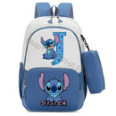 Mochila Escolar Stitch Infantil c/ Estojo | Kit Personalizado Letra Disney