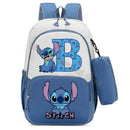 Mochila Escolar Stitch Infantil c/ Estojo | Kit Personalizado Letra Disney