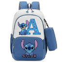 Mochila Escolar Stitch Infantil c/ Estojo | Kit Personalizado Letra Disney