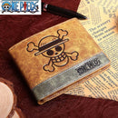 Carteira dobrável One Piece símbolo Chapéu de Palha e caveira Luffy