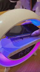 Luminária Rgb Caixa Som G Speaker Carregador Indução Relógio