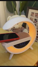 Luminária Rgb Caixa Som G Speaker Carregador Indução Relógio