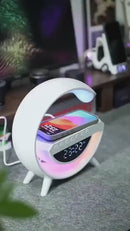 Luminária Rgb Caixa Som G Speaker Carregador Indução Relógio